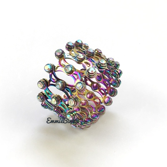 New Rhinestone ‘Ring to Bracelet’ Multipurpose Jewelry \ Transforming Ring - Picture 10 of 16